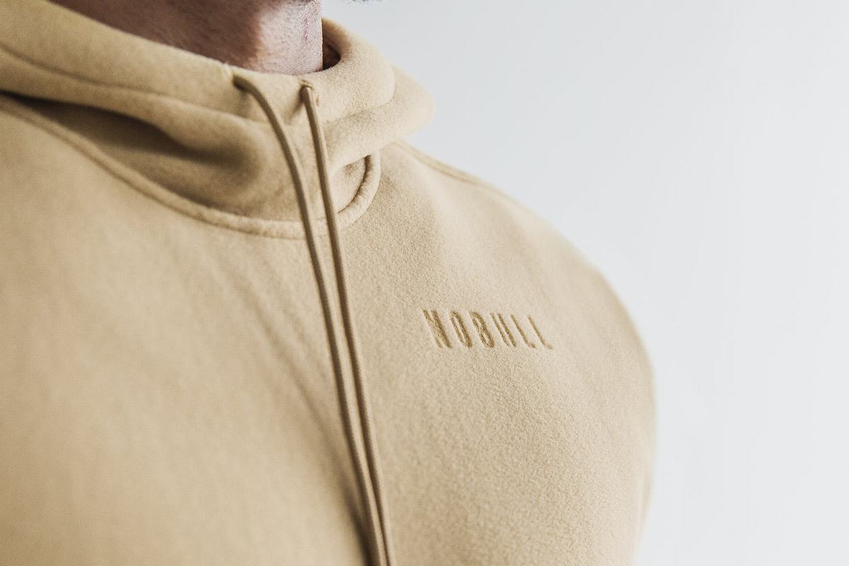 Nobull Arctic Men's Hoodie Beige | Australia (KZ3045)